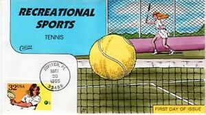 USPS FDC #2964 1995 32c Tennis Stamp Handpainted Collins Cachet ST2239