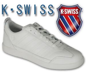 Mens Trainers K Swiss Lace Up Shoes Leather Walking Jogging Casual White New