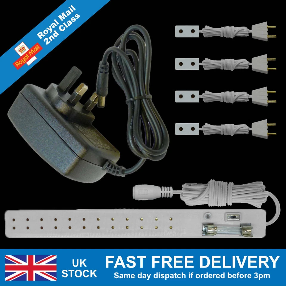 Dolls House Lighting Starter Kit With 12 Volt 2 Amp Power Supply for 40 Bulbs