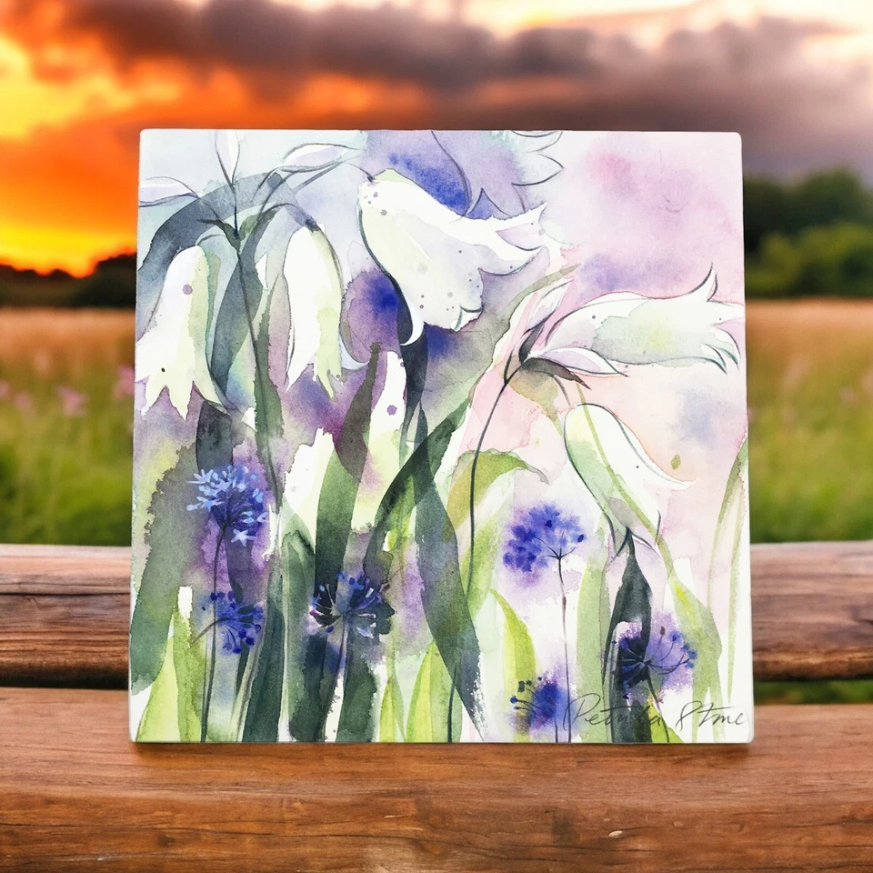 Exquisite Snowdrops Ceramic Tile Picture Plaque Floral Wall Art Decor by P Stone - Image 1 of 1