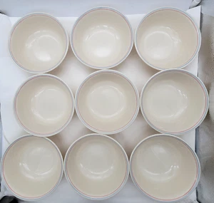 9 zuppiere cereali colazione inglese Corelle 6,25” arenaria rosa righe blu - Foto 1 di 4