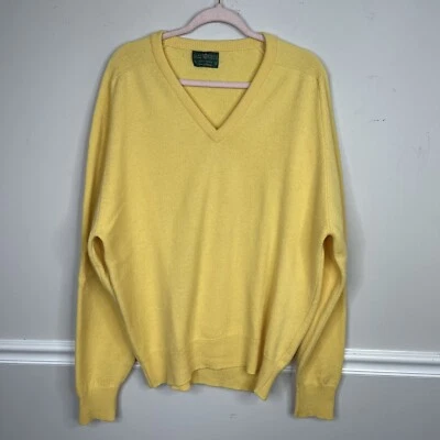 VTG Alan Paine Men's 100% Wool Cardigan Sweater Made in England Size 54 yellow - Изображение 1 из 4