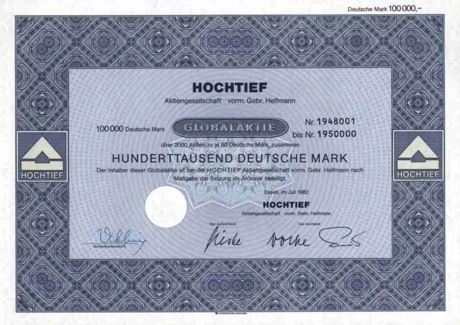 HOCHTIEF construcción rara 1982 Essen 100.000 DM Kelsterbach Bornheim Helfmann RWE Madrid Foto 1 de 1