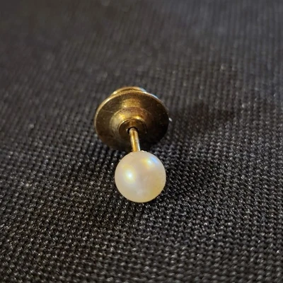 Vintage (14k?) Corbata de cuello dorado y perlado poste de 0,75" Foto 1 de 4