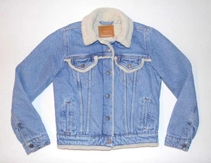 LEVI'S - Giacca denim Sherpa Trucker originale da donna - XS - Taglia 4 - Blu - Foto 1 di 7