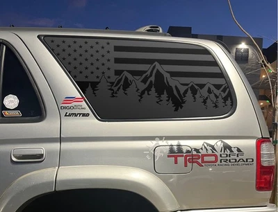 Se adapta a Toyota 4RUNNER 1996-2002 ventana trasera bandera EE. UU. calcomanía pegatina escena exterior Foto 1 de 3