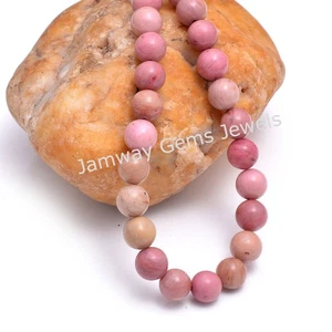 Rhodonite Beads Necklace Pink Stone Necklace Cab Round Beads,Rhodonite Necklace - Picture 1 of 3