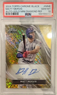 2024 Topps Chrome Black Matt Mervis Auto Gold Mini Diamond REFRACTOR PSA 10 #MME - Image 1 of 3