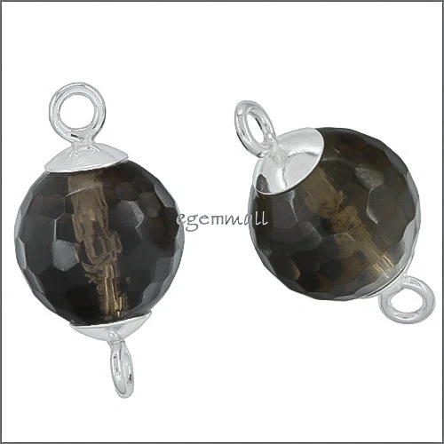 2 contas espaçadoras conector redondo quartzo esfumaçado prata esterlina 10 mm #51927 - Imagem 1 de 1