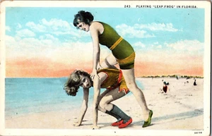 Postal Jugando Rana Salto Florida Bellezas Baño Borde Blanco Sin Publicar - Imagen 1 de 2