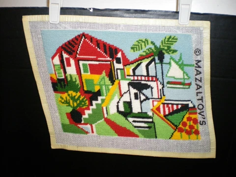 Abstract Lanscape Completed Needlepoint Canvas from Mazeltov Cover