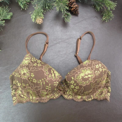 Sujetador Ambrielle 34C Marrón Floral Acolchado Con Aros Cierre Ajustable Espalda Foto 1 de 4