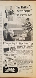 1941 Coleman Speed Cooking Campingkocher Männer Angeln Camping Werbung - Bild 1 von 1