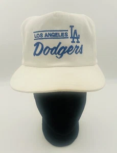 Cappello snapback vintage anni 80 Annco Bar Script Los Angeles Dodgers MLB bianco/blu - Foto 1 di 10
