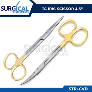 2 T/C IRIS MICRO SURGICAL SCISSORS STRAIGHT+CURVED German Grade - Picture 1 of 10