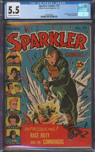 Sparkler Comics #19 CGC 5,5 United 1943 Segunda Guerra Mundial Primera aparición de Race Riley - Imagen 1 de 2