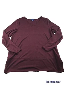 APT 9 Women's Size XL burgundy V-Neck Lightweight Long Sleeve Sweater - Picture 1 of 6