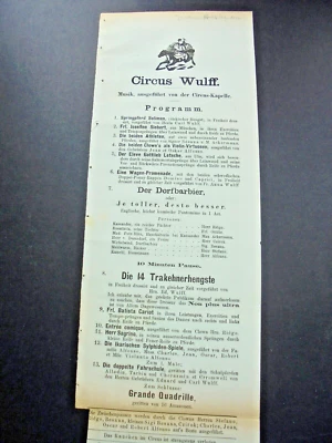 1877 dez MÜNCHEN programm CIRCUS LORENZ WULFF cariot letsche angelo cirque circo - Bild 1 von 4