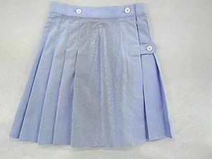 Girls R/K Blue & White Sear Sucker Kilt Uniform Skirt Reg. & plu Sizes 3 -18 1/2 - Picture 1 of 6