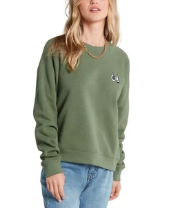 Volcom Juniors' Truly Stokin Crewneck Sweatshirt Green Size XS - Picture 1 of 1