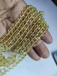 AAA LEMON TOPAZ ROUND FACETED 6.5-8 MM BEADS GEMSTONE 7" STRANDS - Picture 1 of 4