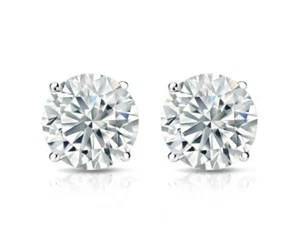 5Ct Round Simulated Diamond Stud Earring Solid Silver 14K Gold Plated Men Women - Picture 1 of 3
