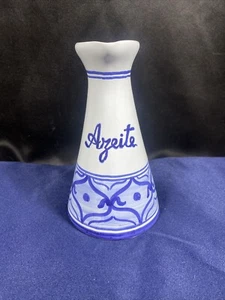 Vtg Blue & White Pottery Decanter Sao MIGUEL AZORES Ceramica C. Vieira RARE - Picture 1 of 5