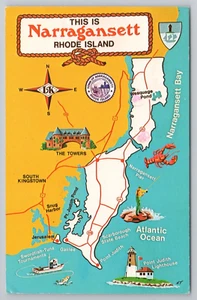 Tarjeta postal This Is Narragansett Rhode Island Landmark - Imagen 1 de 2