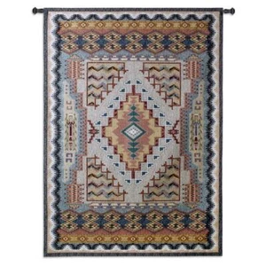 76x53 SOUTHWEST TURQUOISE Western Geometric Tapestry Wall Hanging - Picture 1 of 1