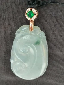 Certified Natural Grade A Icy White Jadeite Jade Necklace Pendant ~RuYi Design - Picture 1 of 7