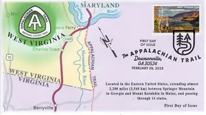 25-074, 2025, The Appalachian Trail, First Day Cover, Pictorial  Postmark, West - Picture 1 of 1