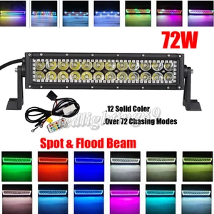 13.5inch 72W Led Light Bar Combo with RGB Halo Multicolor Changing Offroad ATV - Picture 1 of 11