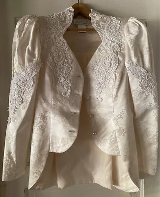 De Colección Jessica McClinctock Novia Boda Top Chaqueta 6 Marfil Aplicaciones Florales SIN USAR Foto 1 de 4