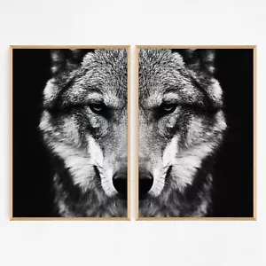 Set of 2 Wolf Animal Wall Art Matching Print A3 A2 A1. Perfect for Home Decor - Picture 1 of 8