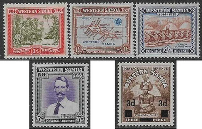 Samoa Western 1939-41 2 sets sg 195-8 + 9 MH 25th Anniv NZ Control - Image 1 of 2