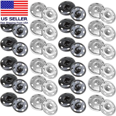 Sew on Snap Button Metal Fasten Press Button for Sewing Clothing Silvery 24 Sets - Image 1 of 3