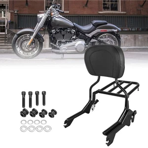Detachable Sissy Bar Backrest Pad with Luggage Rack Fit for Harley Fat Boy 18-24 - Picture 1 of 7
