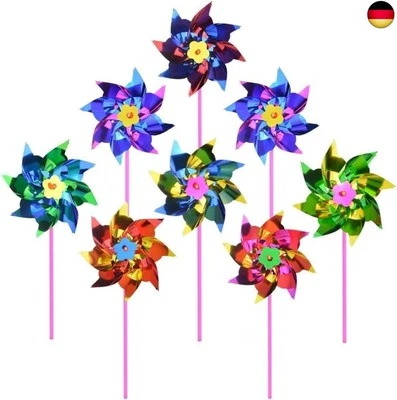100 Stück Kunststoff Regenbogen Windrad, Windmühle Party Windräder DIY Wi - Bild 1 von 4