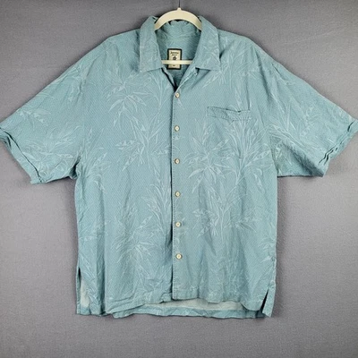 Jamaica Jaxx Men's XL 100% Silk Aloha Shirt Light Blue Tiki Vacation Cabana Boy - Image 1 of 4