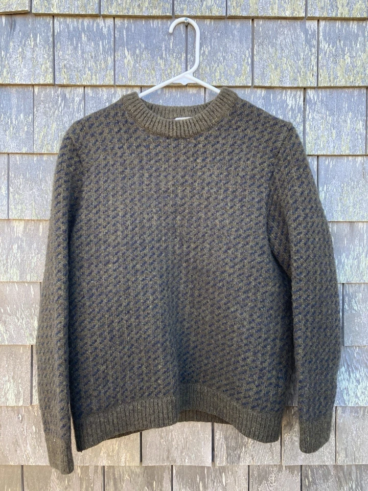 Suéter LL Bean Para Hombres Mediano Marrón Azul Ojo de Pájaro Noruega Noruego Cuello Redondo Pullover Foto 1 de 4