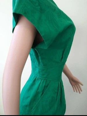 Vestido Liz Claiborne Verde Talla 12P Años 80 Figura Halagador Ventilado Trasero Movible Foto 1 de 4