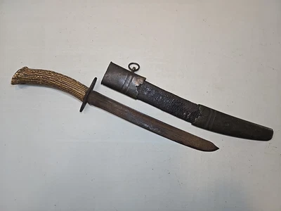 Боковой нож времен гражданской войны США с ножнами - сапожный кинжал - Изображение 1 из 4