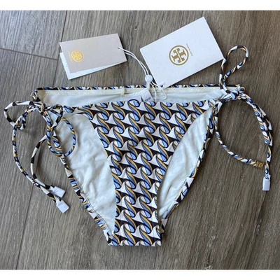 Parte inferior de bikini Tory Burch tanga talla XS marfil crema francesa cinta ondulada gráfico nuevo con etiquetas Foto 1 de 4