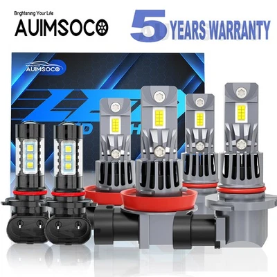 For Ford Lobo Crew Cab Pickup 2015-2019 Full Front LED Headlight Fog Light Bulbs - Image 1 of 4