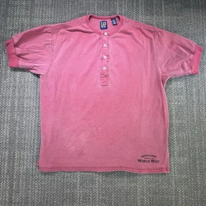 Camisa De Colección Años 90 Gap Henley Para Hombres Pequeña Desteñida Roja Rosa Capas Mundiales Hong Kong - Imagen 1 de 13