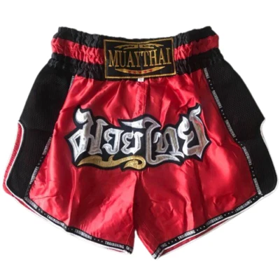 Muay Thai Shorts Fight Boxing MMA UFC Gear Martial Arts Satin Fabric Net Border - Image 1 of 4