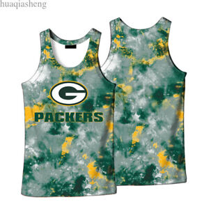 Green Bay Packers Mens Sleeveless Muscle Tee Summer Tank Tops Beach Vest T-shirt