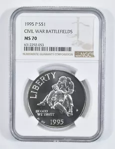 1995 P Civil War Gettysburg Commemorative Silver Dollar NGC MS70 - Picture 1 of 5