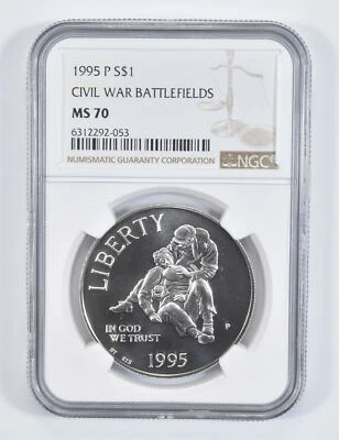 1995 P Civil War Gettysburg Commemorative Silver Dollar NGC MS70 - Image 1 of 4