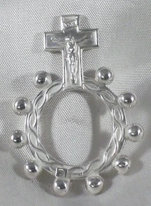 ROSENKRANZ ZEHN SCOUT AUS SILBER 925 STERLING SILBER ROSENKRANZ RING - Picture 1 of 1